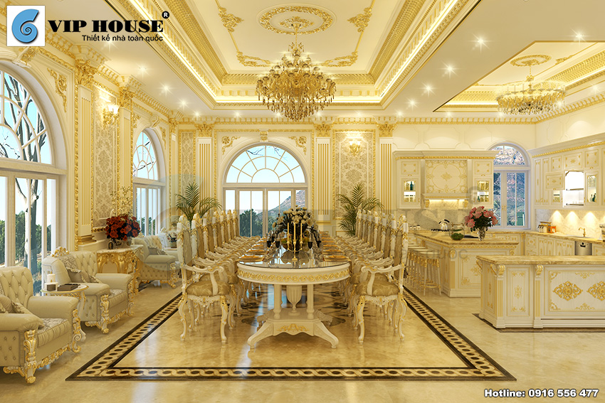 Thiết kế nội thất tân cổ điển phòng khách biệt thự Bình Thuận